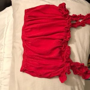 Red flowy red crop top